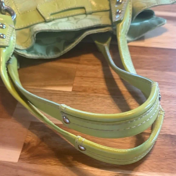 Coach Lime Green Signature Shoulder Bag - Picture 12 of 16